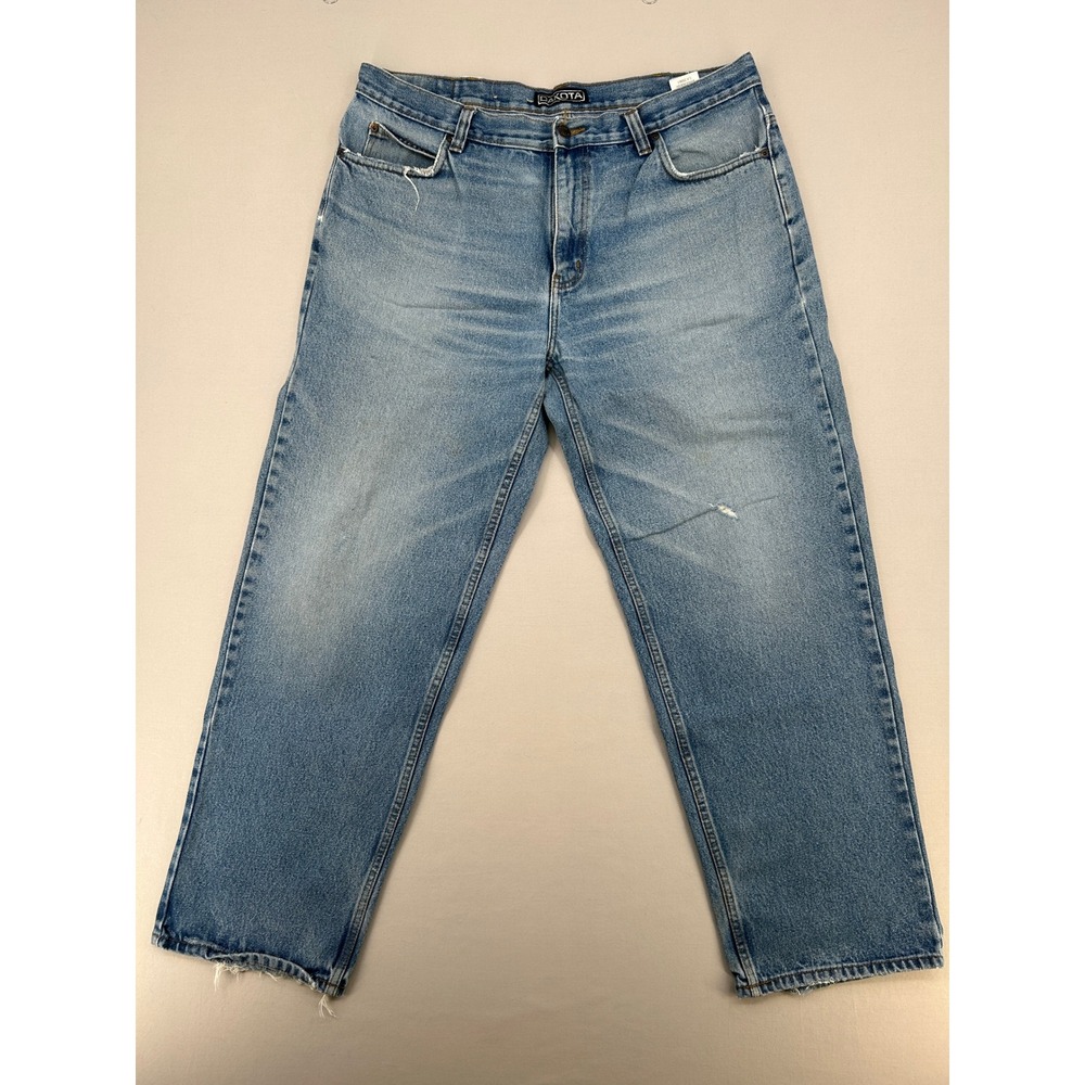 Dakota Mens Light Wash Denim Workwear Jeans 40x32 Blue Straight Leg